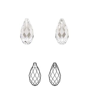 Briolette 2pk crystal, Crystal Passions&reg; 13x6.5mm pendant drop 6010