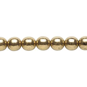 Bead, Czech glass druk, opaque light bronze, 8mm round. Sold per 15-1/2" to 16" strand.