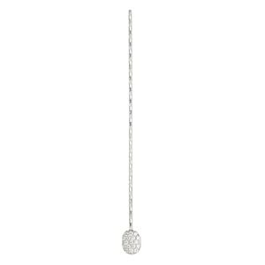 Paddle pin 1pkg1 sterling silver, 2 inch / oval, 22 gauge rhodium-plated