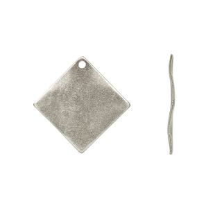 Drop, antique silver-plated steel, 20mm wavy diamond. Sold per pkg of 100.