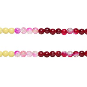 Bead, glass, opaque and translucent-mixed colors, 8-8.5mm round. Sold per pkg of (2) 7-inch strand, approximately 50 beads.