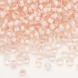 Seed bead, Dyna-Mites&trade;, glass 1pkg0.5kg, #6 round, translucent inside dyed color peppermint pink (212 6/0 RR)
