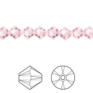 Bead 144pk light rose, Crystal Passions&reg; 6mm bicone 5328