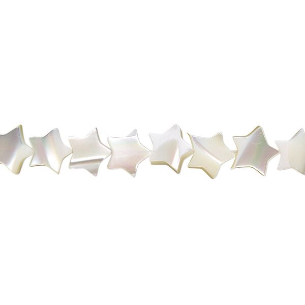 Mother-of-pearl shell 1pkg1, star bead 15.5 to 16 inch white 7x7mm image number 0
