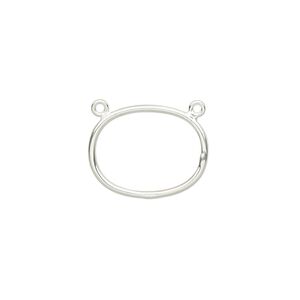 Connector, sterling silver, 18x14mm open oval with 2 loops. Sold individually.