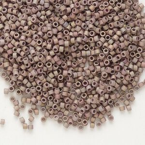 Seed bead, Delica&reg;, glass, pkg/50g, #11 round, opaque matte metallic gold iris rose (DB-1061).