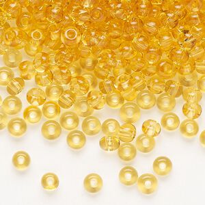 Seed bead, Preciosa Ornela Czech glass, pkg/50g, #6 rocaille, transparent light topaz, (10020).