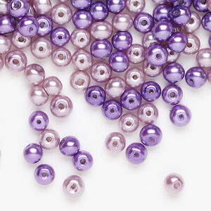 Glass pearl mix 1pkg250, purple and lavender, 4mm round