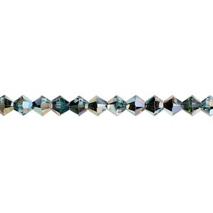 Bead 48pk aquamarine golden Sahara, Crystal Passions&reg; 4mm bicone 5328