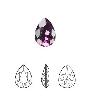 Fancy stone 144pk amethyst foil back, Swarovski&reg; 14x10mm pear 4320