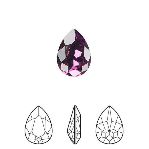 Fancy stone 144pk amethyst foil back, Swarovski&reg; 14x10mm pear 4320 image number 0