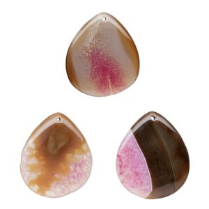 Red / black agate 1pkg1, hand-cut teardrop focal 50x43mm