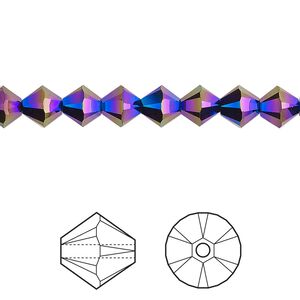 Bead 1pkg360 jet shimmer 2X, Swarovski&reg;, 6mm XILION faceted bicone 5328