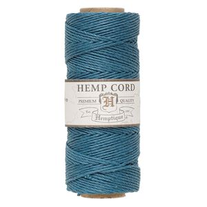 Cord, Hemptique&reg;, polished hemp, aquamarine, 1mm diameter, 20-pound test. Sold per 205-foot spool.