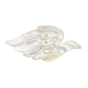 Focal, mother-of-pearl shell (natural) 1pkg1, 35x15mm hand-carved single-sided bird.
