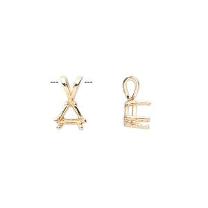 Pendant, Sure-Set&trade;, 14Kt gold, 6mm with 6-prong triangle basket setting. Sold individually.