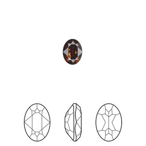 Fancy stone 1pkg4 smoked topaz foil back, Crystal Passions&reg; Regenerated 8x6mm oval 4120