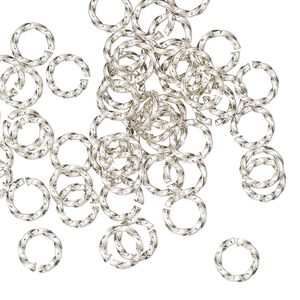 Jump ring 1pkg50 nickel silver, 6mm hand-cut twisted round, 18 gauge / 4.2mm inside diameter