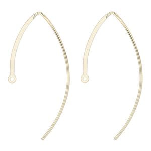Ear wire 1pkg2 14Kt gold-filled, 25mm flat marquise / closed loop, 20 gauge 1 pair
