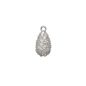 Drop, sterling silver and cubic zirconia, clear, 12x7mm teardrop. Sold individually.
