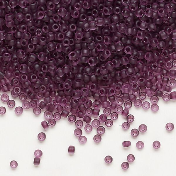 Seed bead, Dyna-Mites&trade;, glass 1pkg40g, #11 round, translucent inside dyed color dark mauve (224MA 11/0 RR) image number 0