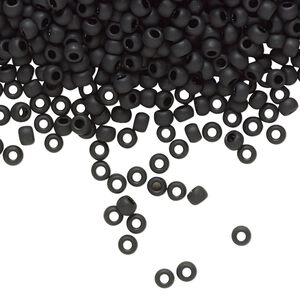 Seed bead, TOHO BEADS&reg;, glass, pkg/250g, #8 round, opaque frosted jet (TR-08-49F).