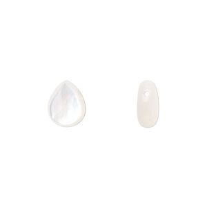 Mother-of-pearl shell 1pkg2, top-drilled puffed teardrop bead 10x8mm
