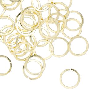 Jump ring 1pkg50 brass, 10mm hand-cut round / square wire, 18 gauge / 7.8mm inside diameter