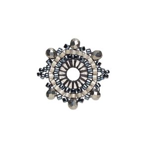 Link, Creative Touch, glass, violet / pink / dark grey, 22mm double-sided snowflake. Sold individually.