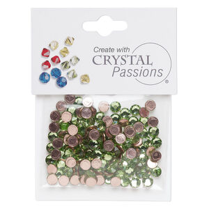 Flat back 1pkg144 peridot, Crystal Passions&reg; rhinestone 4.60-4.80mm hotfix round SS20