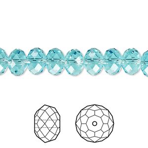 Bead 12pk light turquoise, Crystal Passions&reg; 8x6mm rondelle 5040