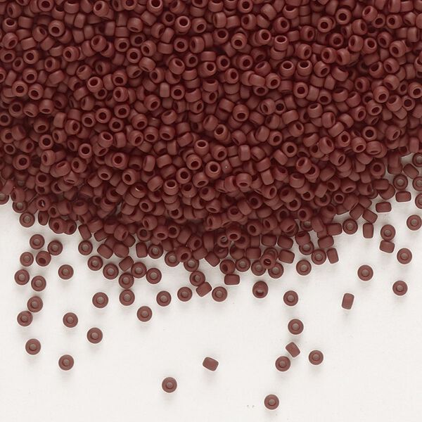 Seed bead, Miyuki, glass, pkg/35g, #15 rocaille, opaque matte espresso, (RR-409F). image number 0