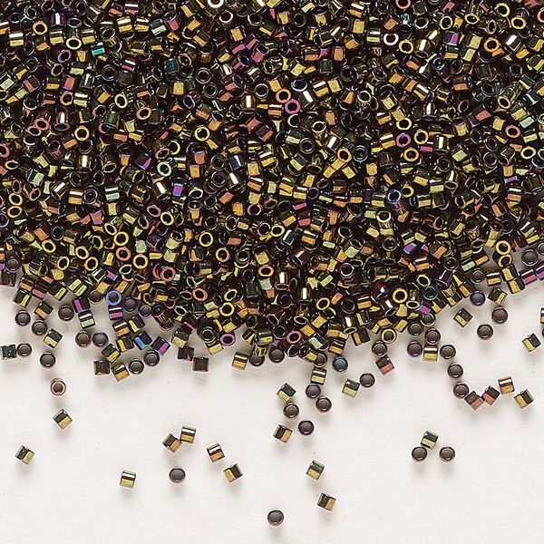 Seed bead, Delica&reg;, glass, pkg/7.5g, #15 round, opaque metallic iris bronze (DBS-0023). image number 0
