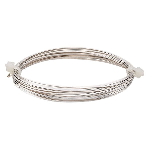 Wire, Beadalon&reg;, silver-plated copper, half-hard, square, 22 gauge. Sold per 3.5-meter section. image number 0