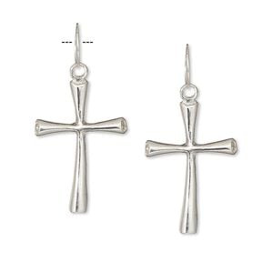 Drop, sterling silver, 21x15mm plain rounded cross. Sold per pkg of 2.