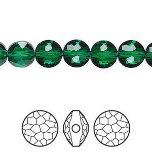 Bead 4pk majestic green, Crystal Passions&reg; 8mm puffed round 5034
