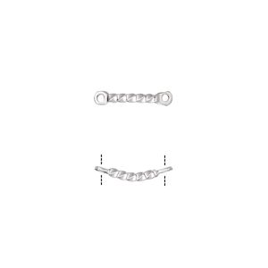 Link, silver-plated brass, 26x4mm twisted curved bar. Sold per pkg of 10.