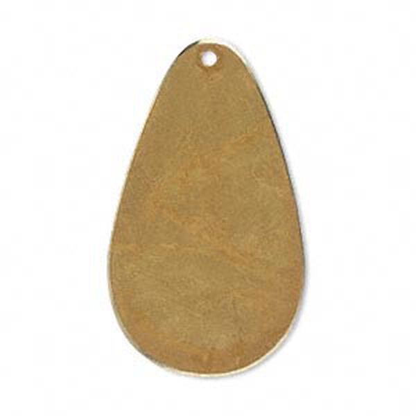 Focal, brass, bright gold patina, Pantone&reg; color 18-0935, 34x20mm double-sided teardrop. Sold per pkg of 6. image number 0