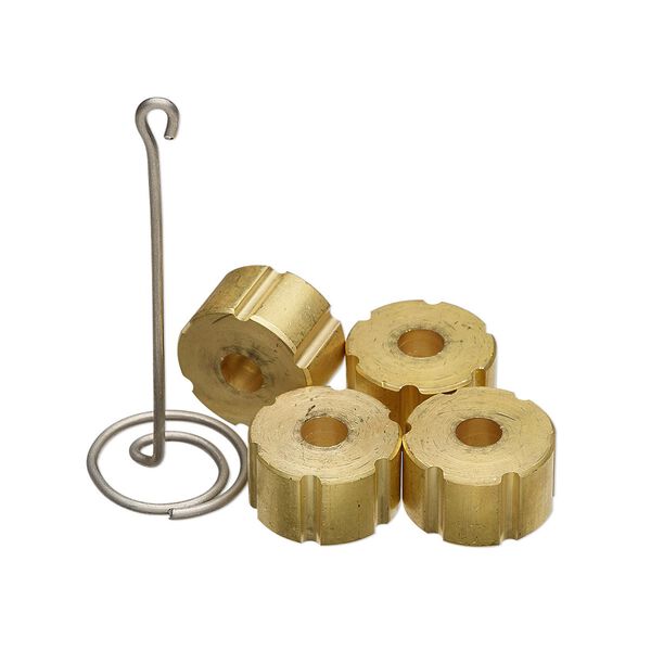 Huggy Spool&reg; weight, brass and stainless steel, 2-1/4 x 3/4 inch hanger with hook end and (4) 20x11.5mm weights with 6mm hole, 25 grams. Sold per 5-piece set. image number 0