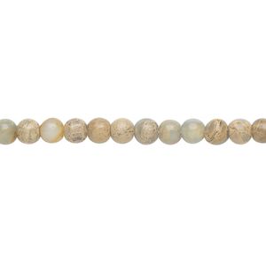 Aqua terra "jasper" 1pkg1, round bead natural 15.5-16 inch 4mm