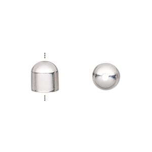 Cord end 1pkg10 silver-plated, 8mm / 7mm inside diameter, brass