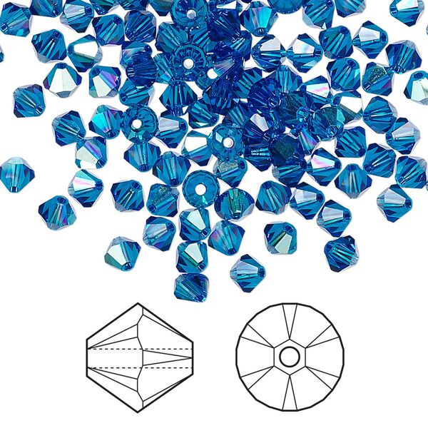 Bead 1440pk Capri blue AB, Swarovski&reg; 4mm XILION bicone 5328 image number 0