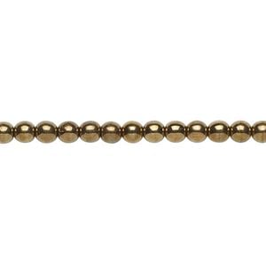 Bead, Czech glass druk, opaque light bronze, 4mm round. Sold per 15-1/2" to 16" strand.