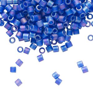 Seed bead, Delica&reg;, glass, pkg/250g, #8 round, translucent matte rainbow cobalt blue (DBL-0864).