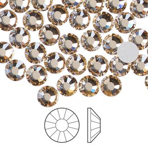 Flat back 288pk crystal honey foil back, Preciosa Viva 12&reg; Czech crystal rhinestone 6.3-6.5mm chaton rose round SS30