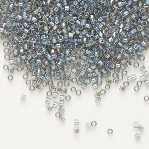 Seed bead, Delica&reg;, glass, pkg/50g, #11 round, translucent rainbow grey (DB-0179).