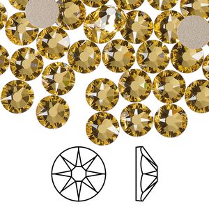 Flat back 1pkg144 dark jonquil foil back, Swarovski&reg; ReCreated&trade; 7.07-7.27mm rose round SS34 2088