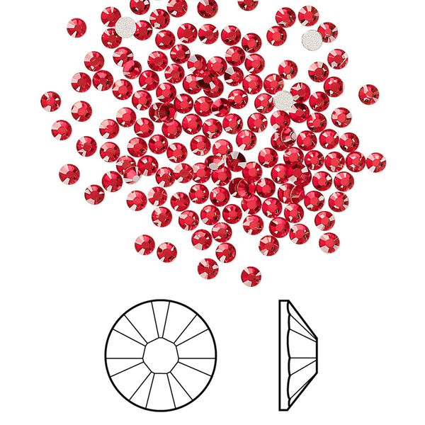 Flat back 144pk light Siam foil back, Crystal Passions&reg; 2.1-2.3mm rose round SS7 2058 image number 0