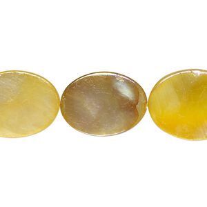Mother-of-pearl shell 1pkg1, flat oval bead 15 inch orange-yellow AB 18x14mm-20x15mm