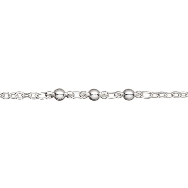 Chain 1pkg1 silver-plated triple ball, 3mm, brass 5 foot unfinished image number 0